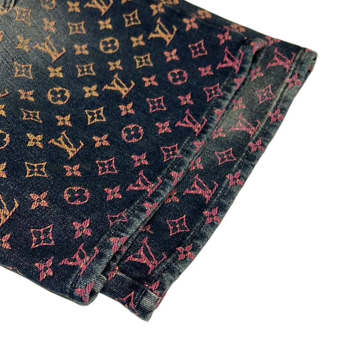 Louis Vuitton Jeans 30 Ym4 Blue Yellow Pink Half Monogram Denim