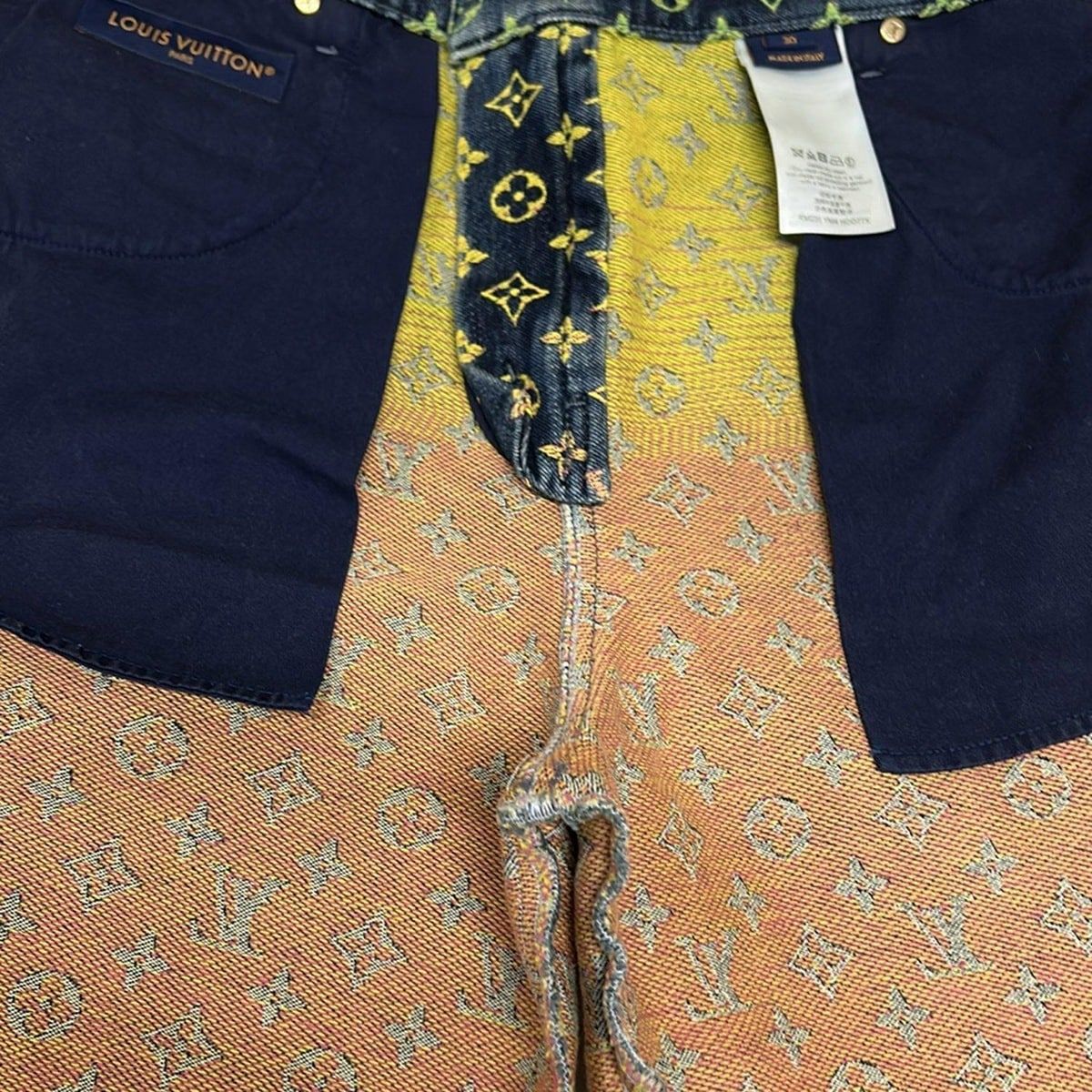 Louis Vuitton Jeans 30 Ym4 Blue Yellow Pink Half Monogram Denim