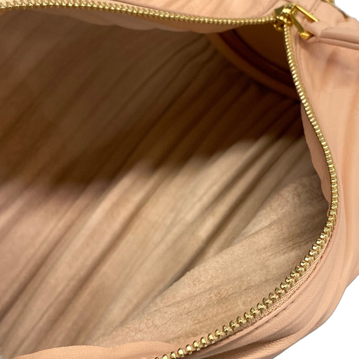 Loewe Shoulder Bag Pouch Light Pink Pleats Removable Strap Lambskin