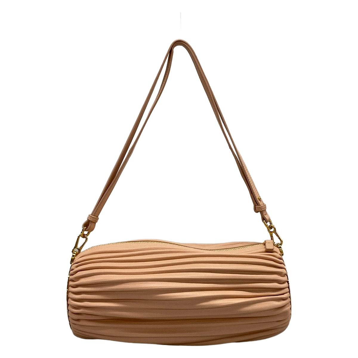 Loewe Shoulder Bag Pouch Light Pink Pleats Removable Strap Lambskin
