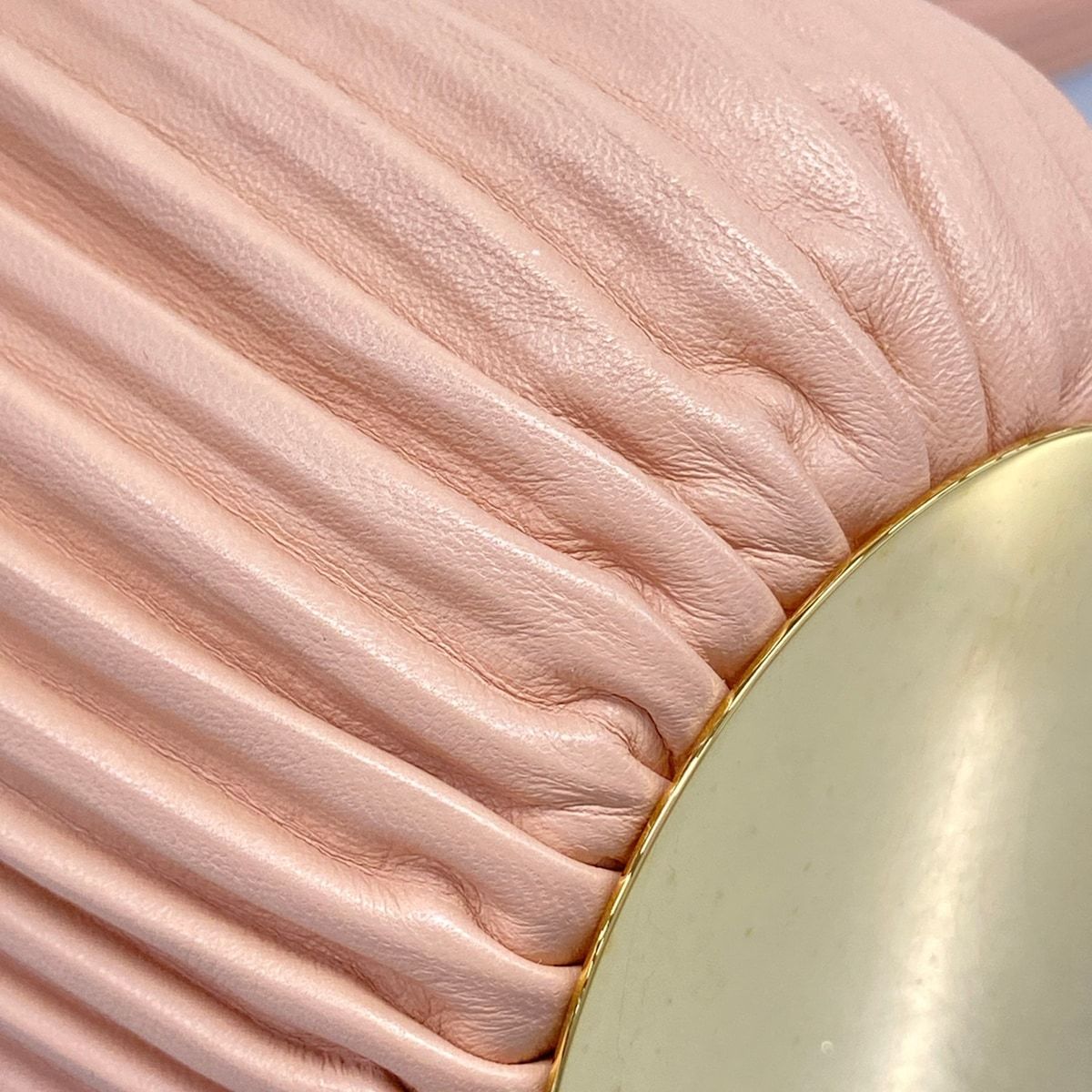 Loewe Shoulder Bag Pouch Light Pink Pleats Removable Strap Lambskin