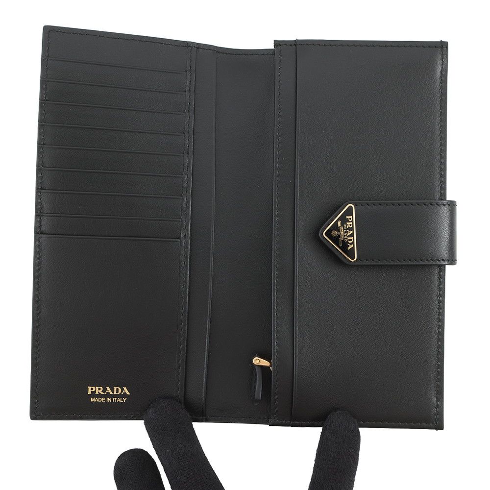 Prada Wallet City Calfskin Tab Triangle Logo Leather
