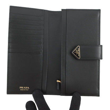 Prada Wallet City Calfskin Tab Triangle Logo Leather