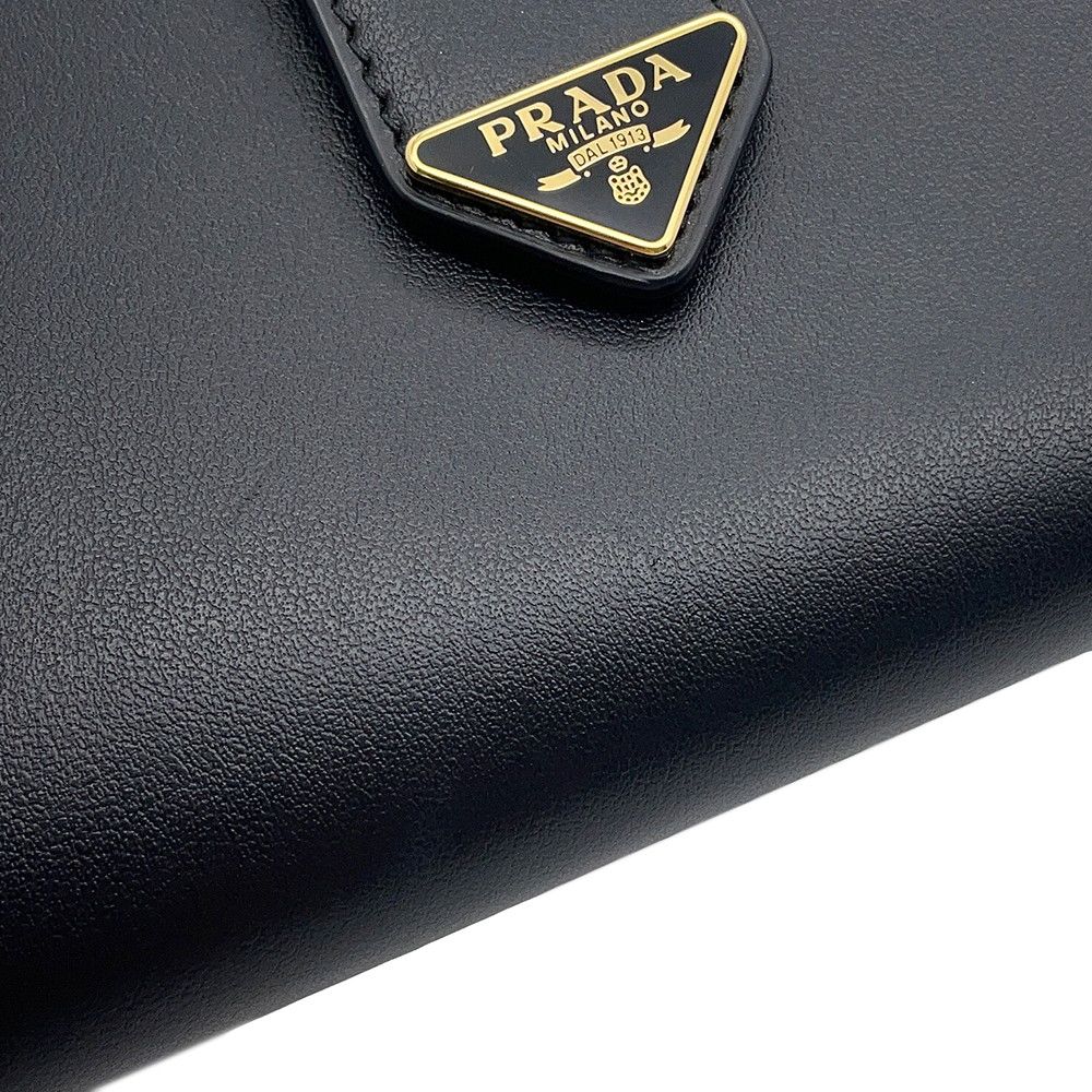 Prada Wallet City Calfskin Tab Triangle Logo Leather