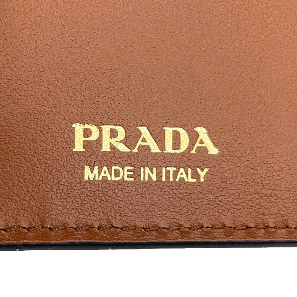 Prada Bifold Wallet City Calfskin Tab Triangle Logo Leather Compact