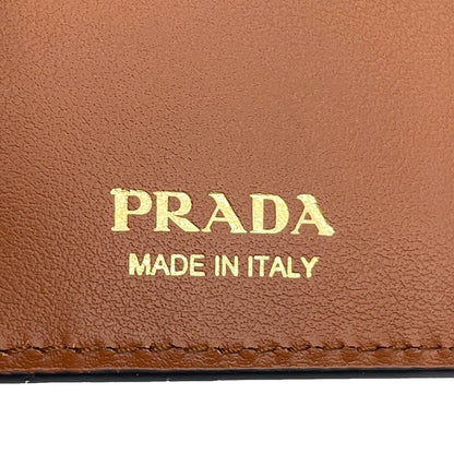 Prada Bifold Wallet City Calfskin Tab Triangle Logo Leather Compact