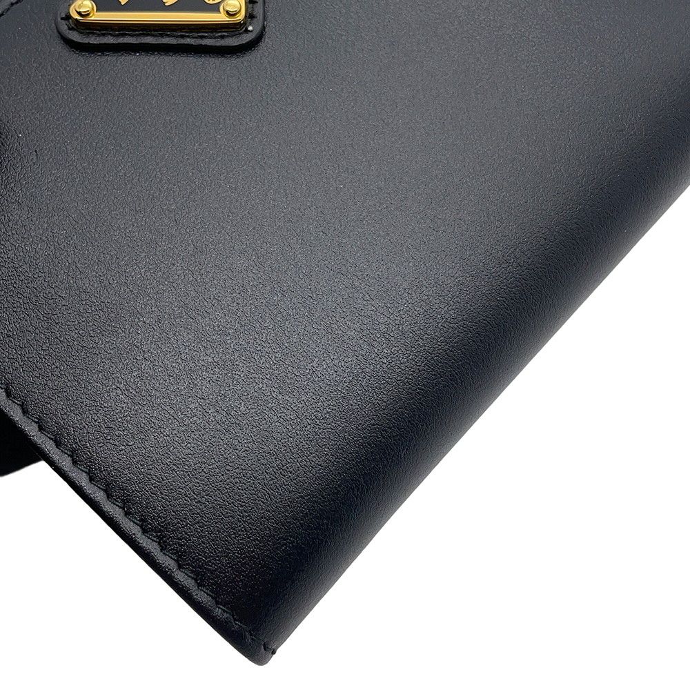 Prada Bifold Wallet Triangle Logo Compact Leather Black
