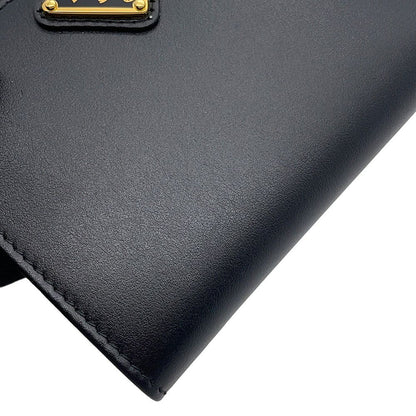 Prada Bifold Wallet Triangle Logo Compact Leather Black