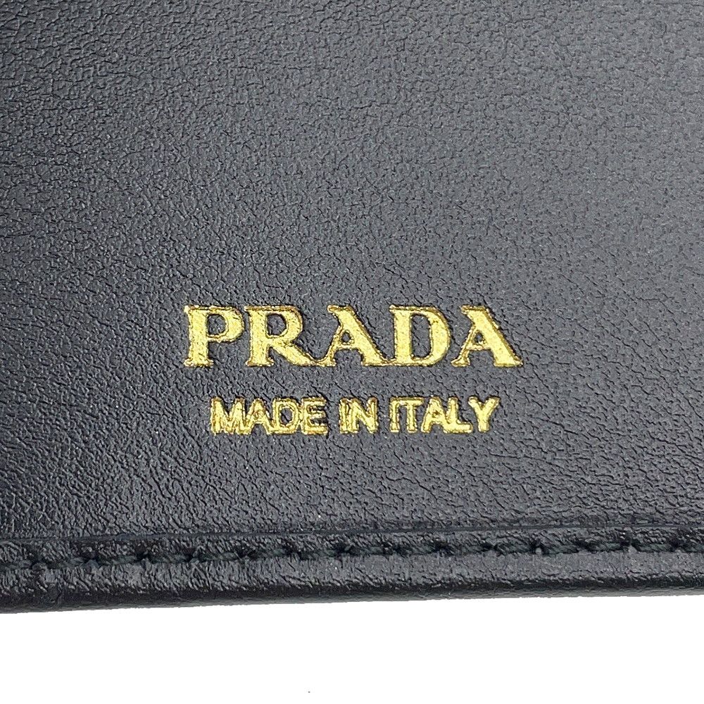 Prada Bifold Wallet Triangle Logo Compact Leather Black