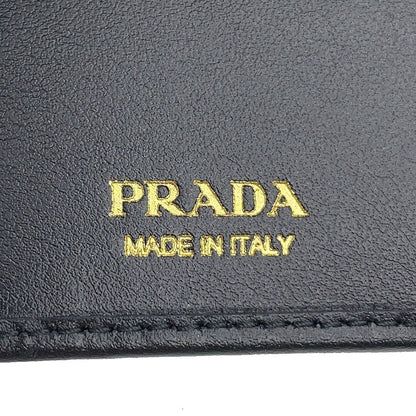 Prada Bifold Wallet Triangle Logo Compact Leather Black