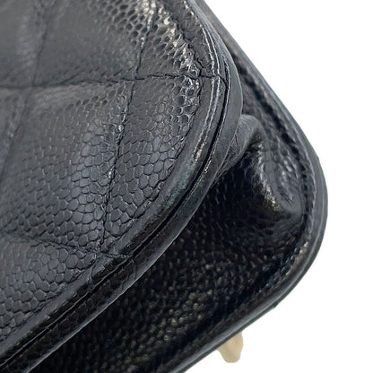 Chanel Chain Wallet CC Logo Business Affinity Mini Caviar Leather Black