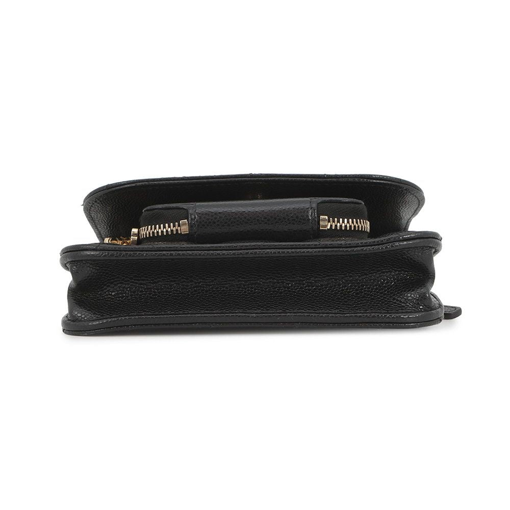 Chanel Chain Wallet CC Logo Business Affinity Mini Caviar Leather Black
