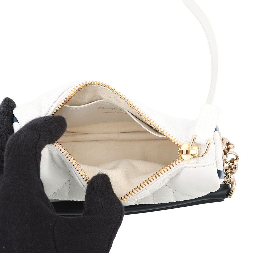 Dior Handbag Macro Cannage Vibe Micro Hobo 2-Way White