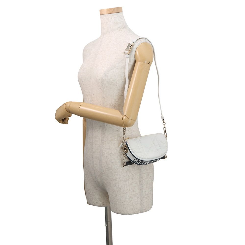 Dior Handbag Macro Cannage Vibe Micro Hobo 2-Way White