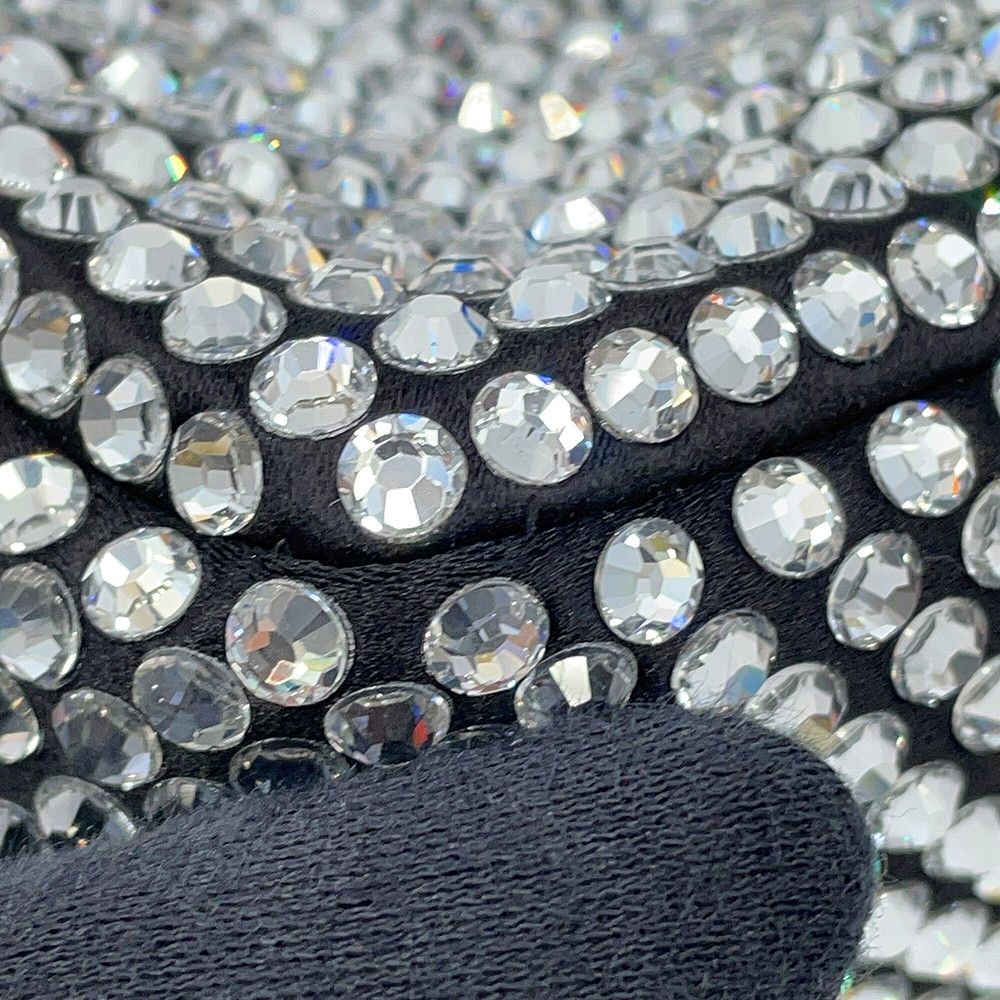 Prada Shoulder Bag Triangle Pouch Crystal Bijou Satin Black