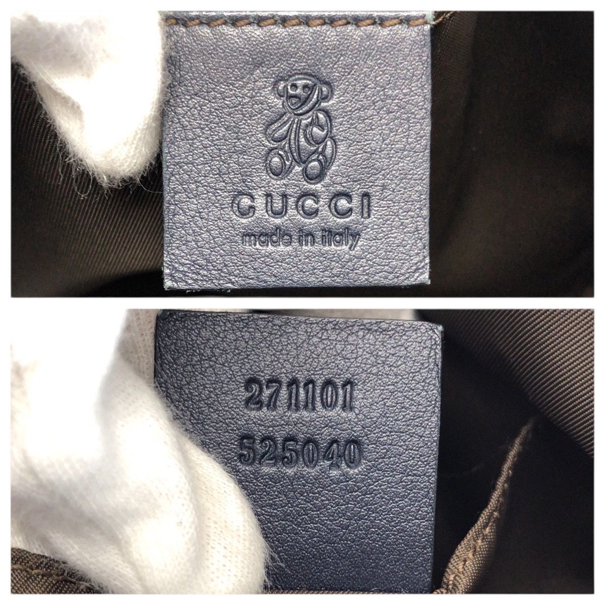 Gucci Children's Zoo Parrot Beige Navy Silver GG Canvas Leather Tote
