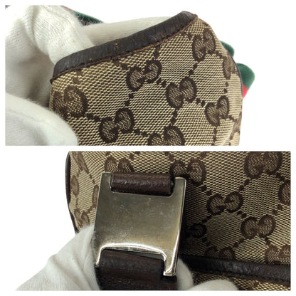 Gucci Sherry Line Beige Brown Silver GG Canvas Leather Tote Shoulder Bag