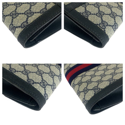 Gucci Sherry Line Navy Red GG Supreme Canvas 67 014 Clutch