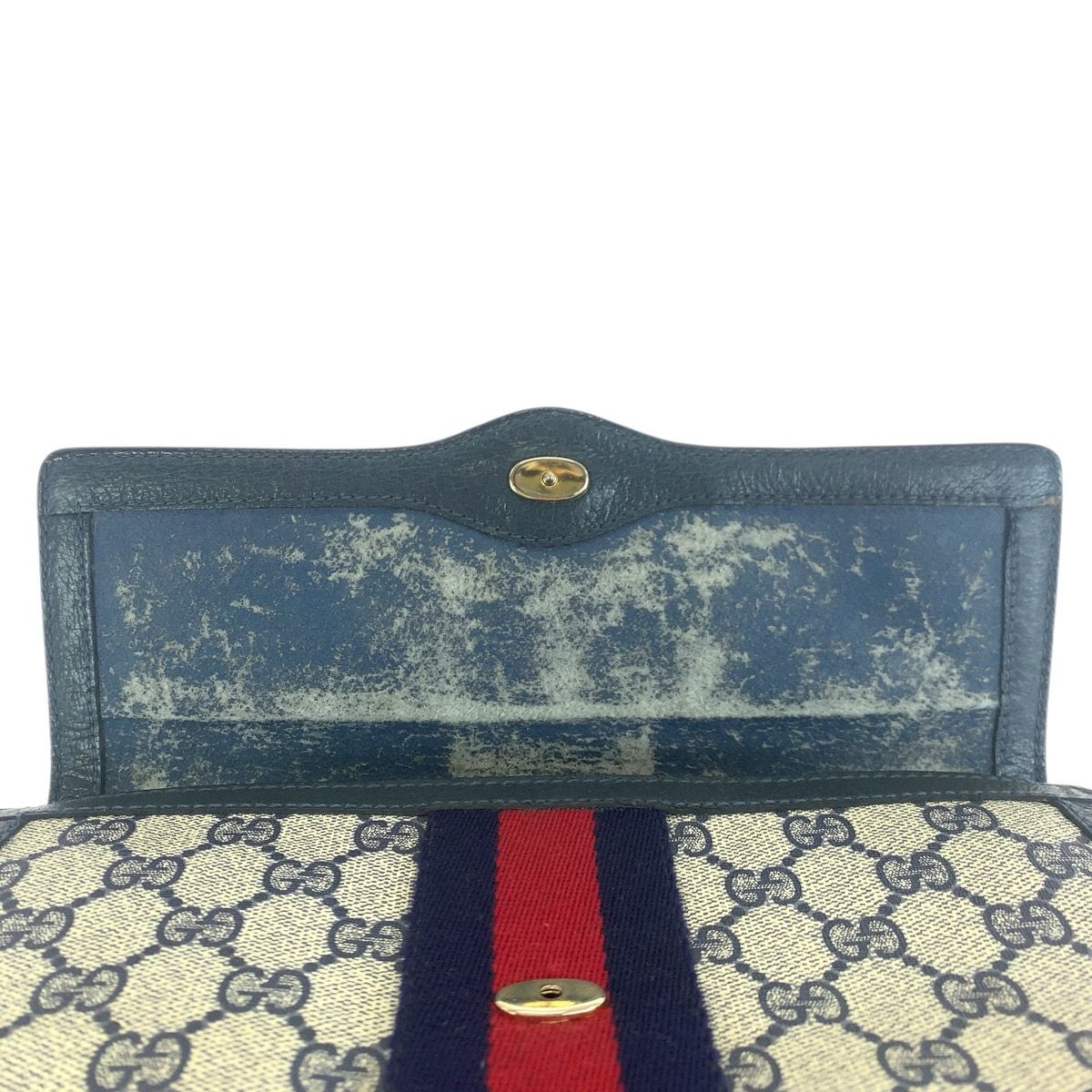Gucci Sherry Line Navy Red GG Supreme Canvas 67 014 Clutch