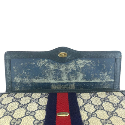 Gucci Sherry Line Navy Red GG Supreme Canvas 67 014 Clutch