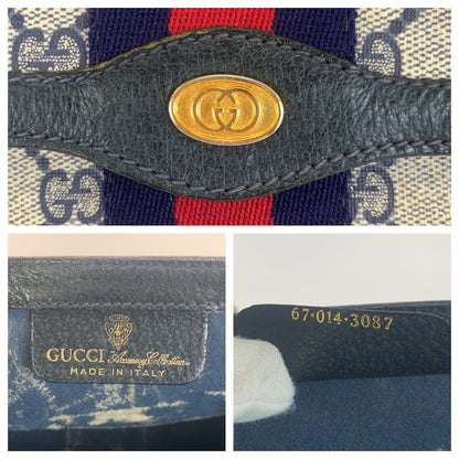Gucci Sherry Line Navy Red GG Supreme Canvas 67 014 Clutch