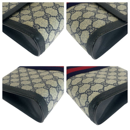 Gucci Sherry Line Navy Red GG Supreme Canvas 67 014 Clutch