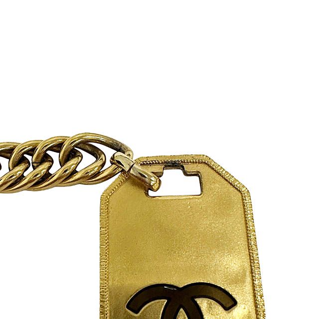 Chanel Logo CC Double Dog Tag Lariat Chain Necklace Gold