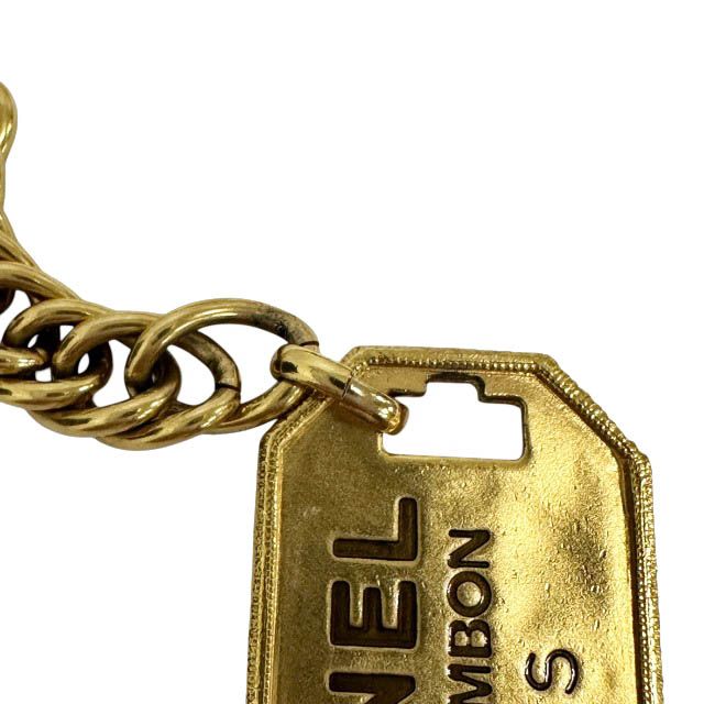 Chanel Logo CC Double Dog Tag Lariat Chain Necklace Gold