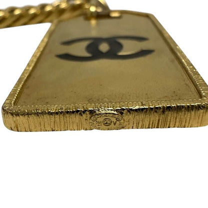 Chanel Logo CC Double Dog Tag Lariat Chain Necklace Gold