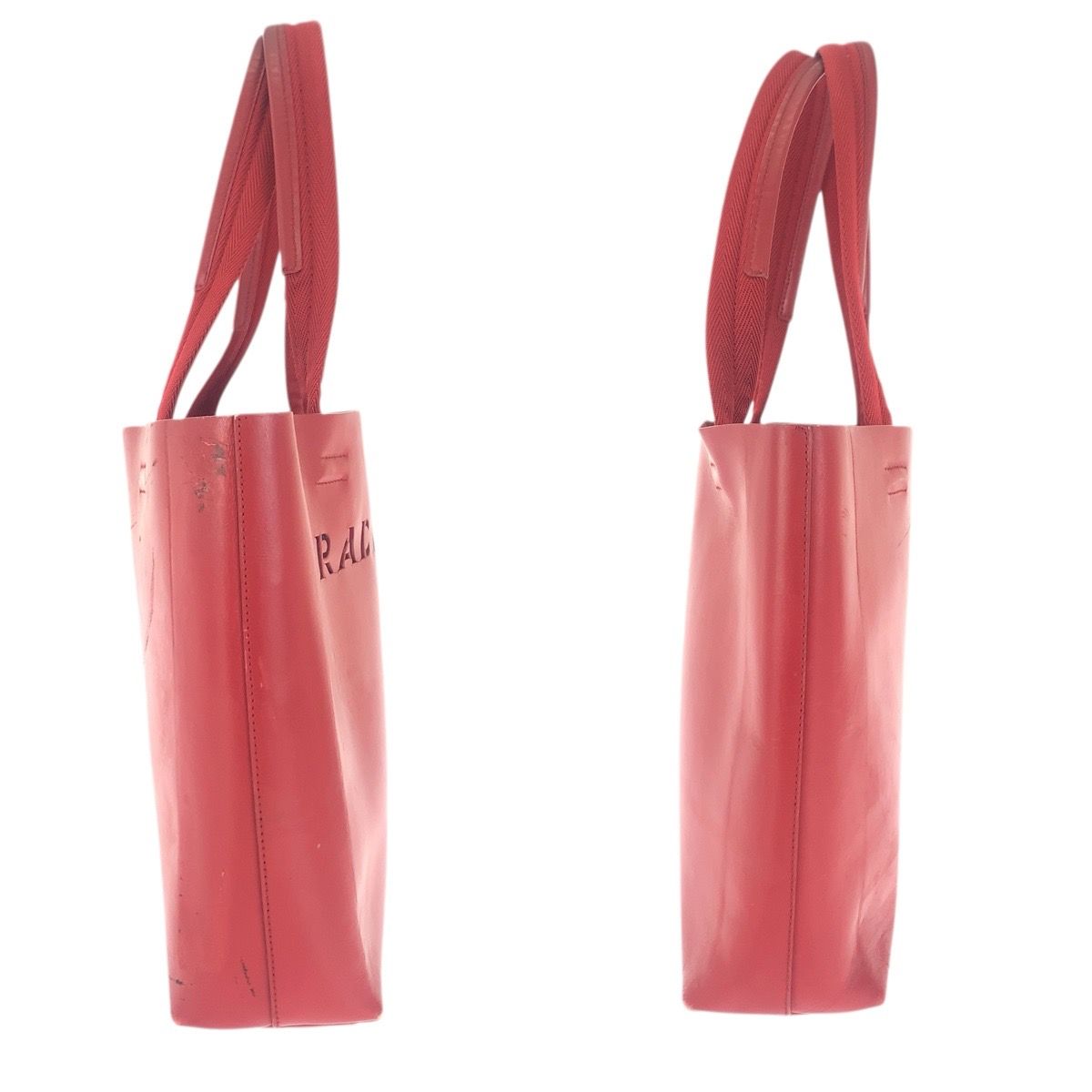 Prada Perforated Red Leather Suede Tote Shoulder Bag