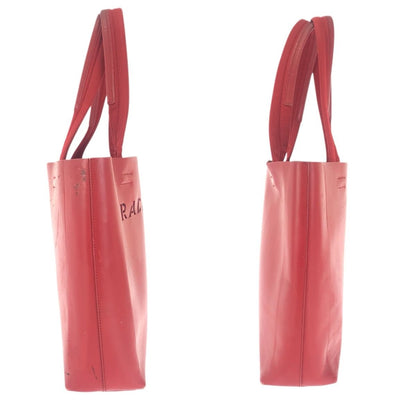 Prada Perforated Red Leather Suede Tote Shoulder Bag