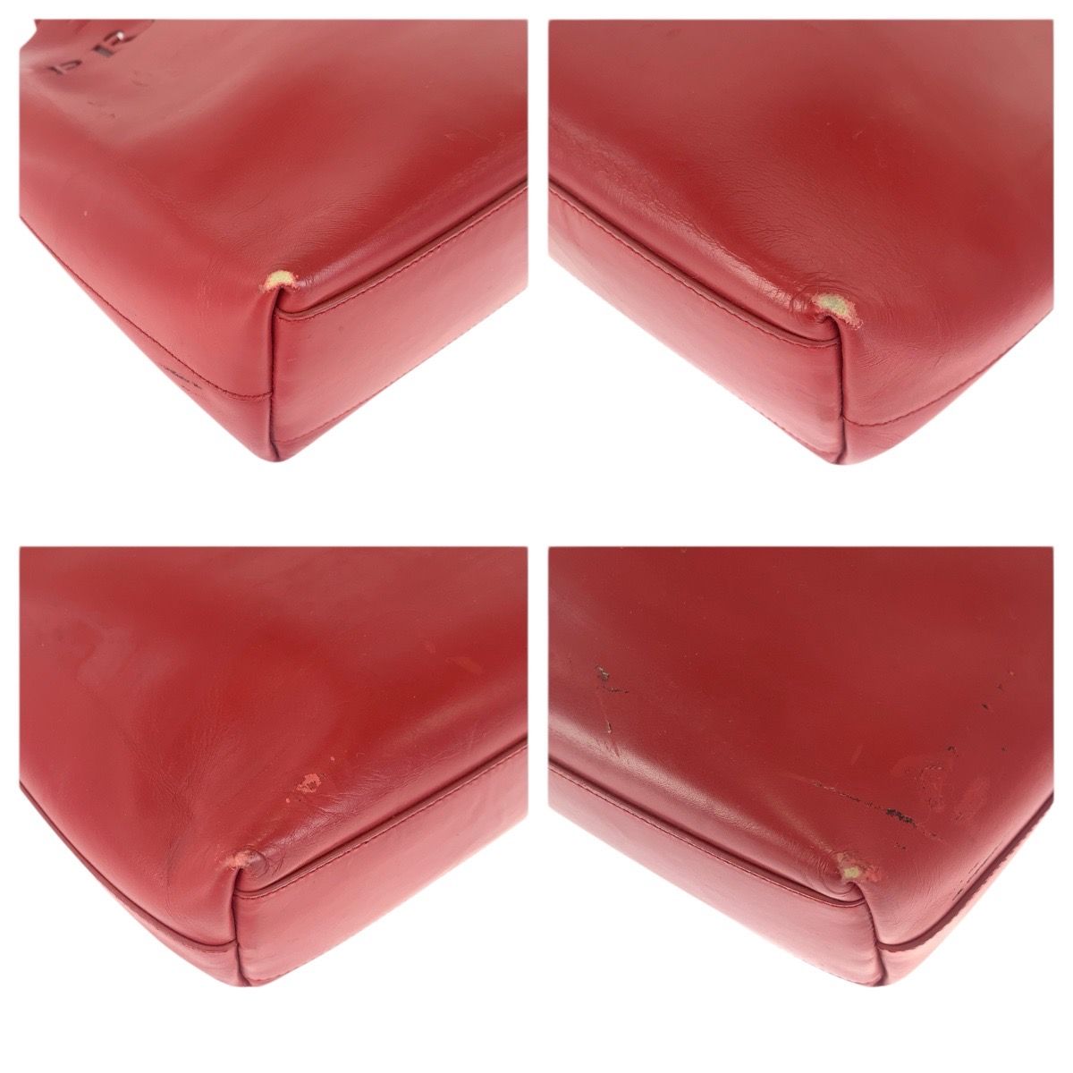 Prada Perforated Red Leather Suede Tote Shoulder Bag