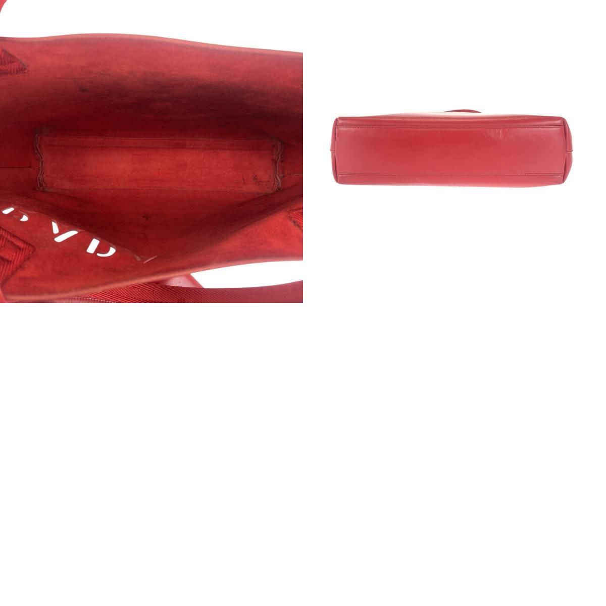 Prada Perforated Red Leather Suede Tote Shoulder Bag
