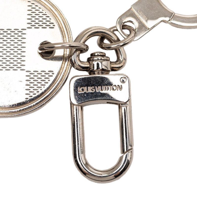 Louis Vuitton Damier Porte Cles a Dos Bag Charm Key Holder Silver Black Metal 1