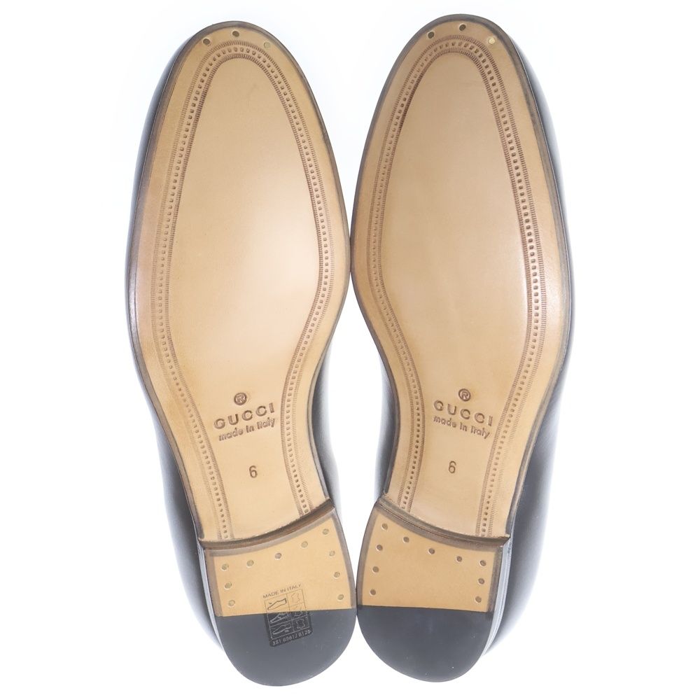 Gucci Horsebit GG Embossed Leather Low Cut Shoes Loafers Black