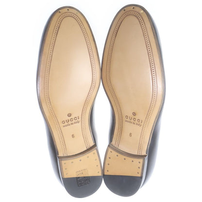 Gucci Horsebit GG Embossed Leather Low Cut Shoes Loafers Black
