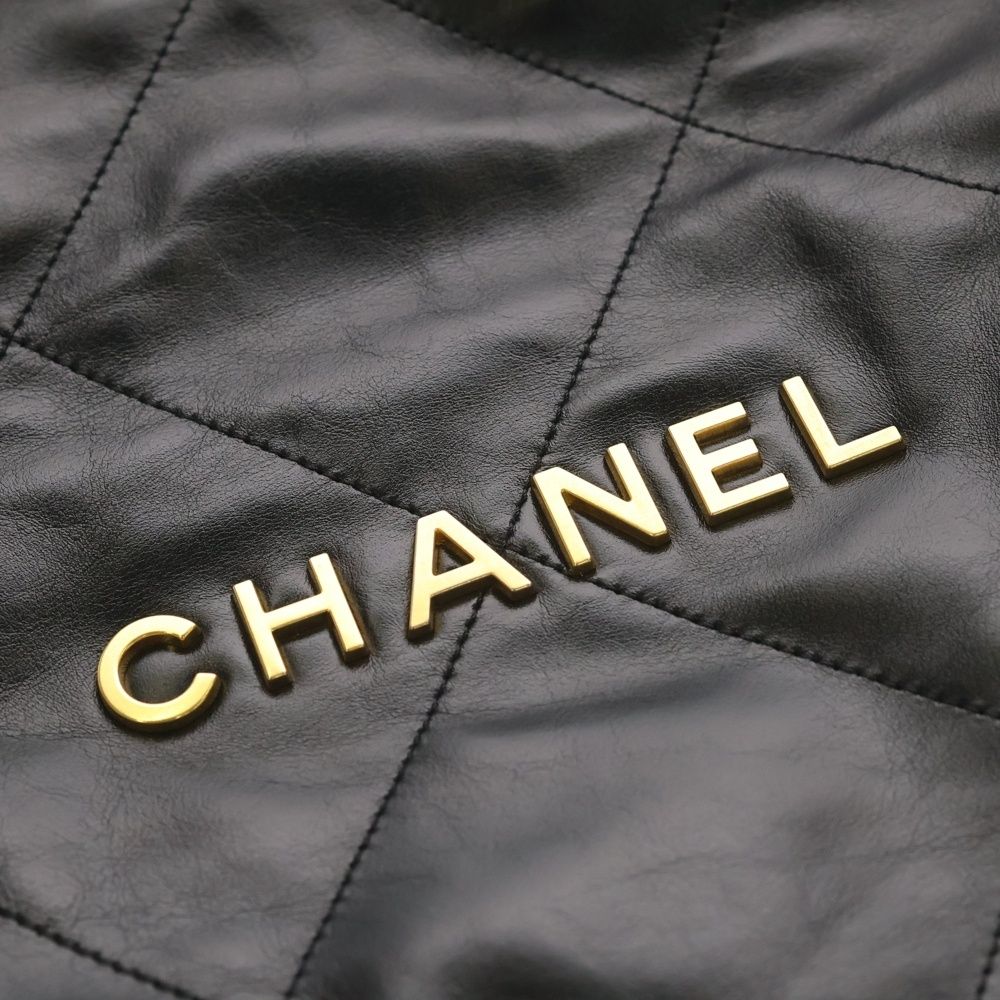 Chanel 22 Small Shoulder Bag Black Plate Gold
