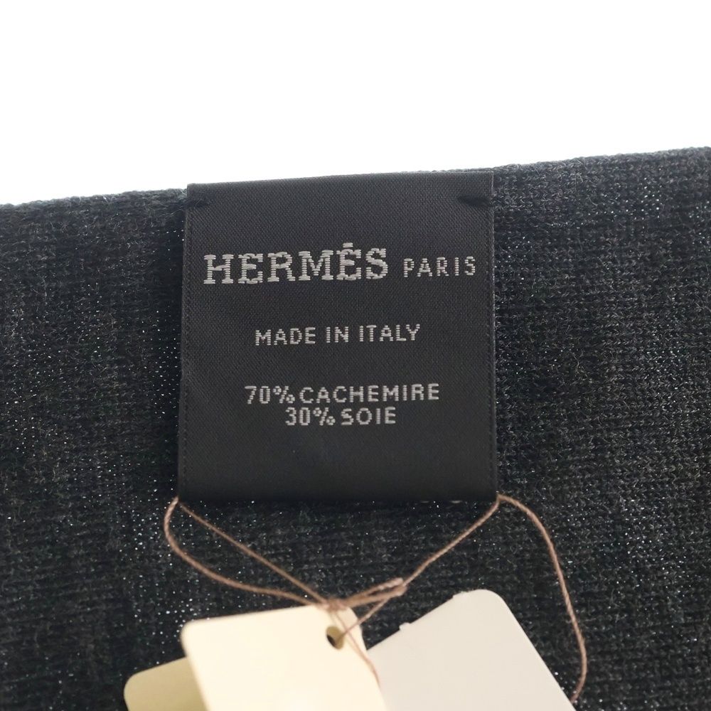 Hermes Shawl Horse Logo Black Cashmere Silk Scarf
