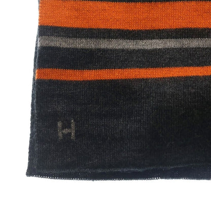 Hermes Shawl Horse Logo Black Cashmere Silk Scarf