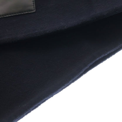 Hermes Out of Pocket Leather Patch Cashmere Scarf Shawl Navy