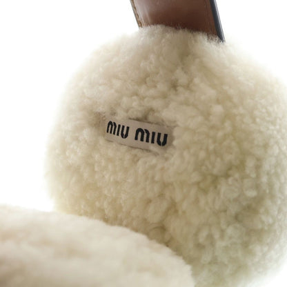 Miu Miu Logo Boa Ear Muffs Brown Leather Shoulder Bag