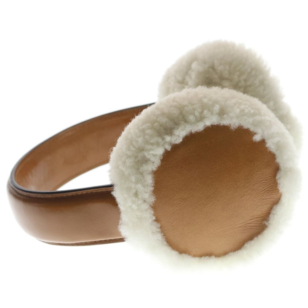 Miu Miu Logo Boa Ear Muffs Brown Leather Shoulder Bag