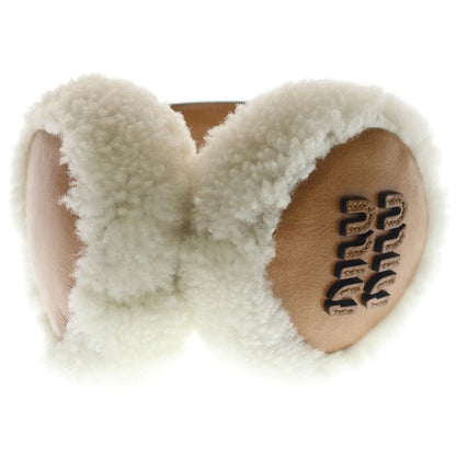Miu Miu Logo Boa Ear Muffs Brown Leather Shoulder Bag