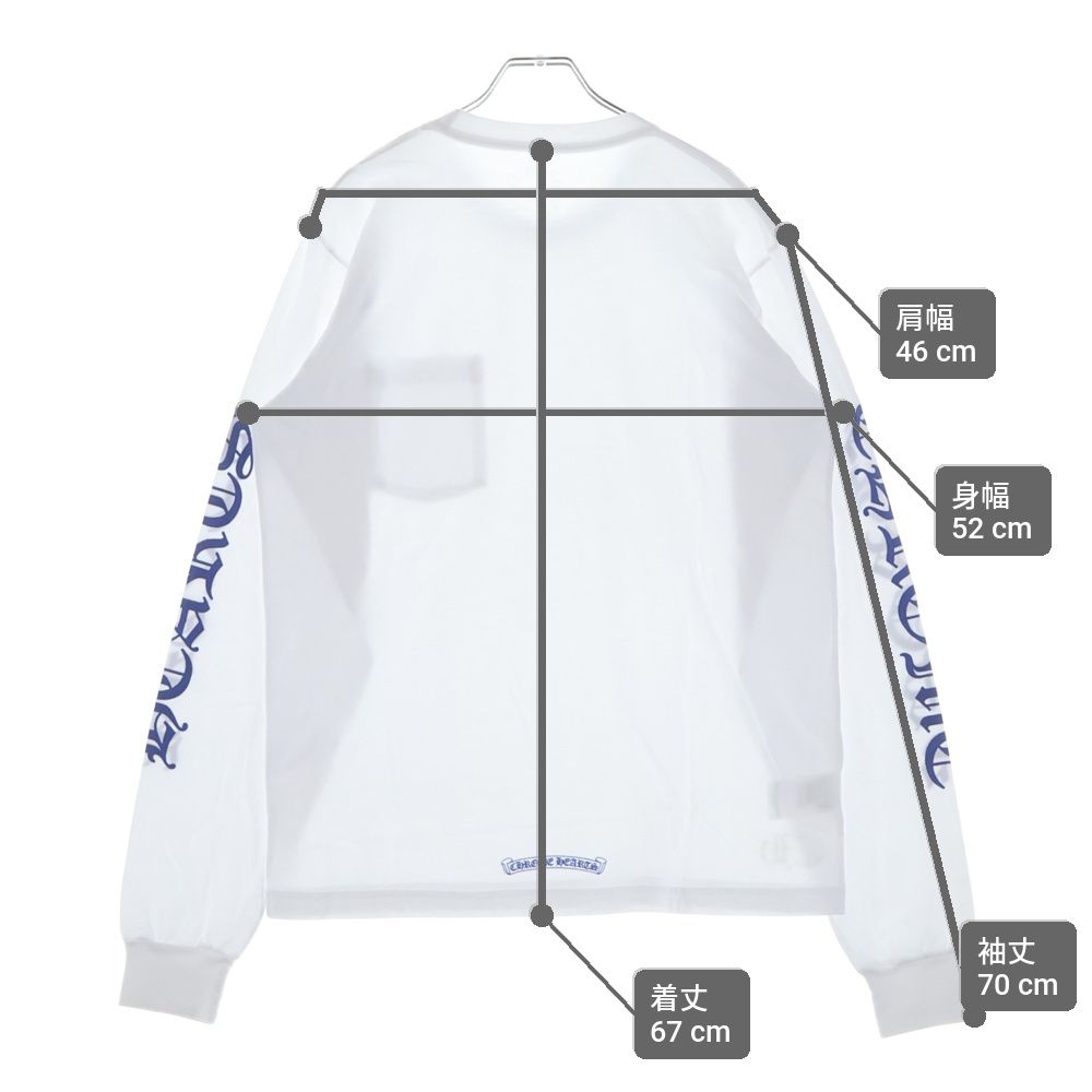 Chrome Hearts Neck Logo Pocket L S Tee White Dgr Blue Crew Long Sleeve T-