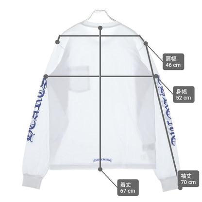 Chrome Hearts Neck Logo Pocket L S Tee White Dgr Blue Crew Long Sleeve T-