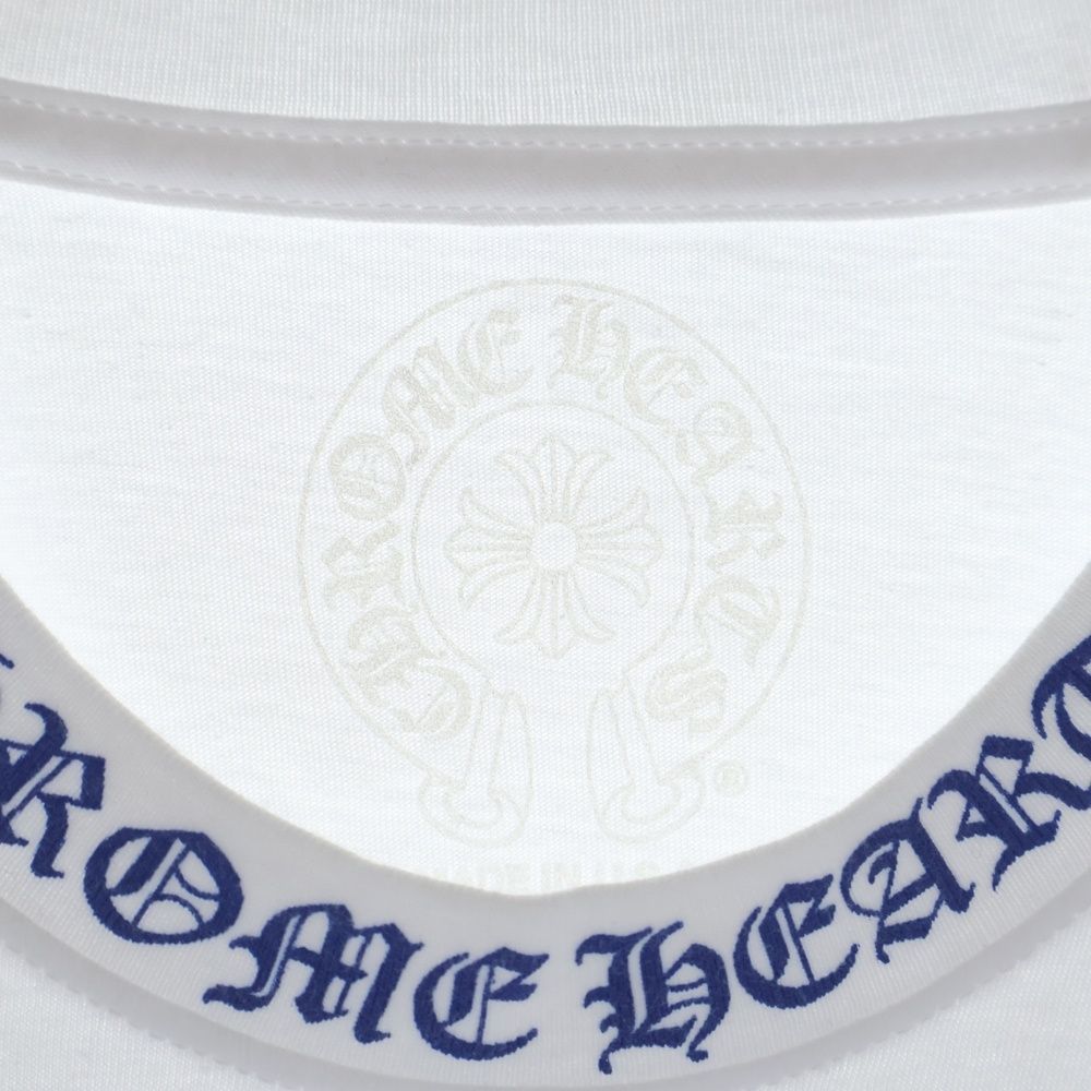Chrome Hearts Neck Logo Pocket L S Tee White Dgr Blue Crew Long Sleeve T-