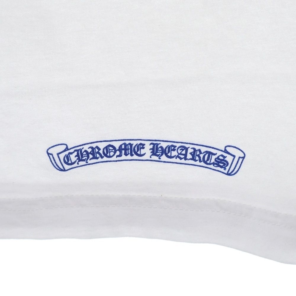 Chrome Hearts Neck Logo Pocket L S Tee White Dgr Blue Crew Long Sleeve T-