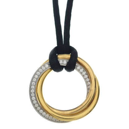 Cartier Trinity Diamond Necklace PG WG Yellow Gold White Pink