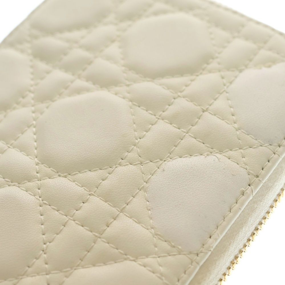 Dior Phone Shoulder Chain Mini Bag White Leather Gold