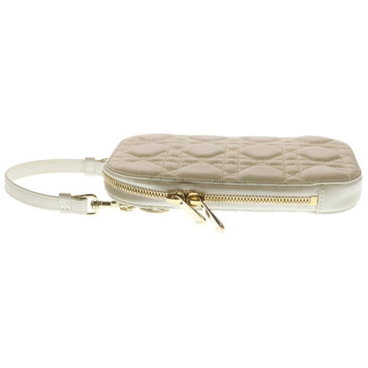 Dior Phone Shoulder Chain Mini Bag White Leather Gold